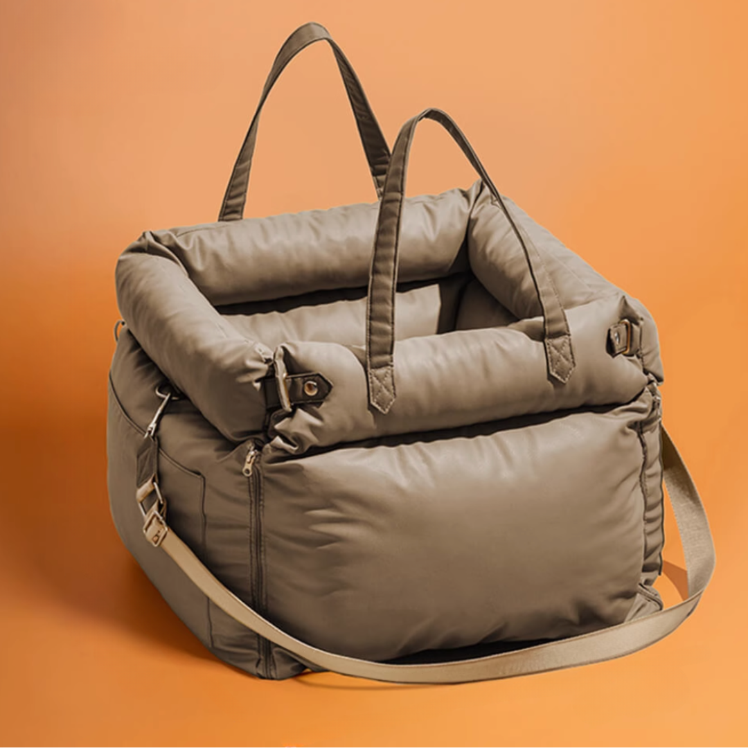 Deluxe Faux Leather Dog Car Seat Booster Bed
